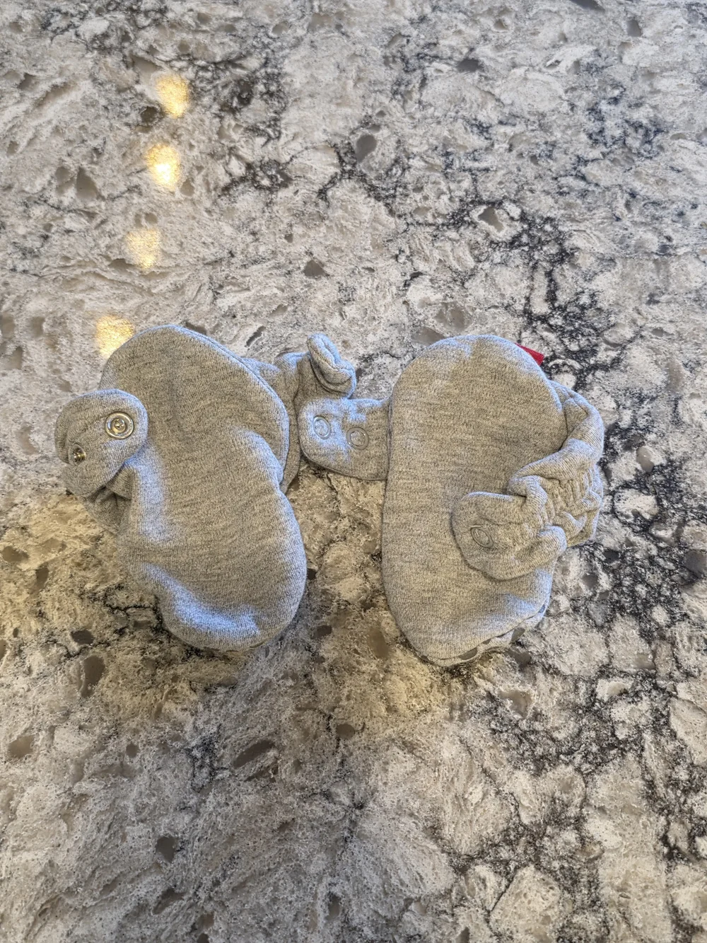 2 Pairs unisex Zutano Light Gray Baby Booties with Snap Cuffs